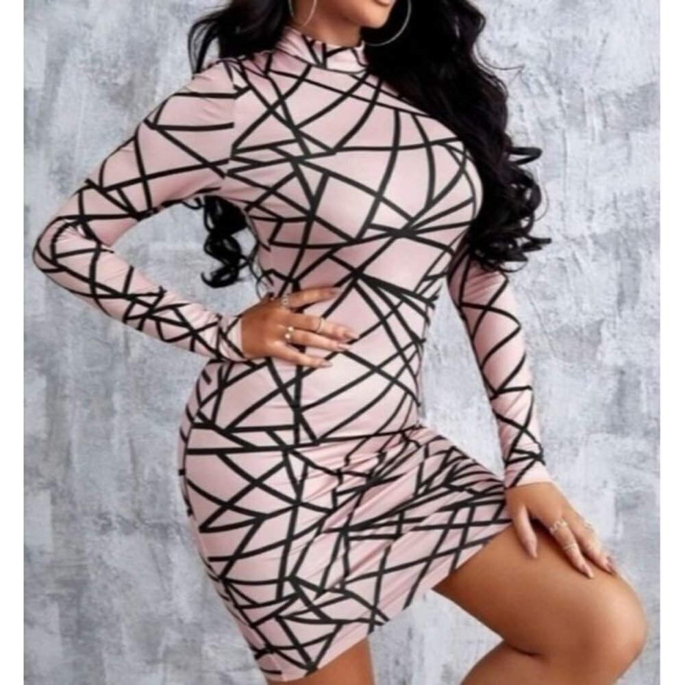 Sexy Allover Geo Print Bodycon Dress